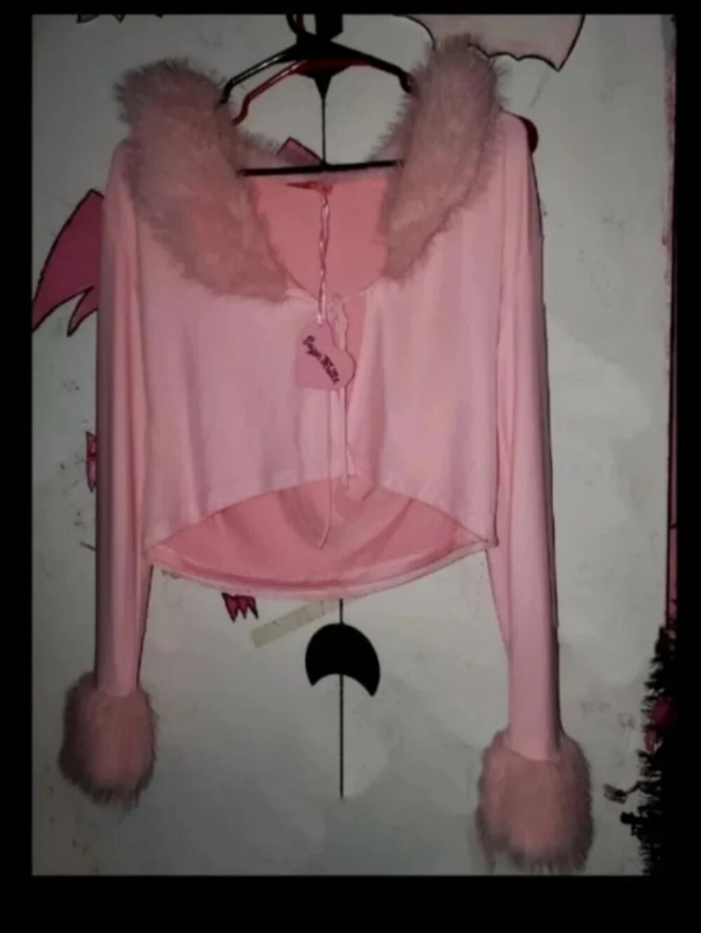 Dolls Kill Sweet Like Sugar Faux Fur Pink Cardigan Pastel Goth Hot Topic